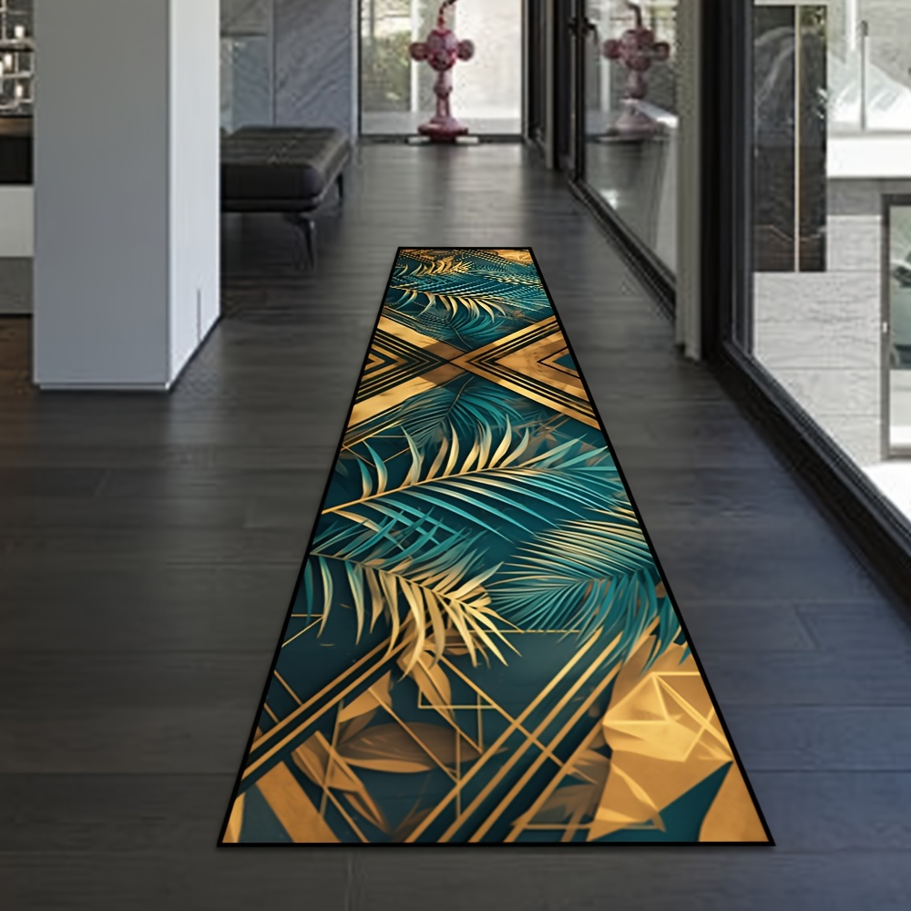 Commercial Kitchen Interior - Modern Tropical Palm Pattern Floor Runner