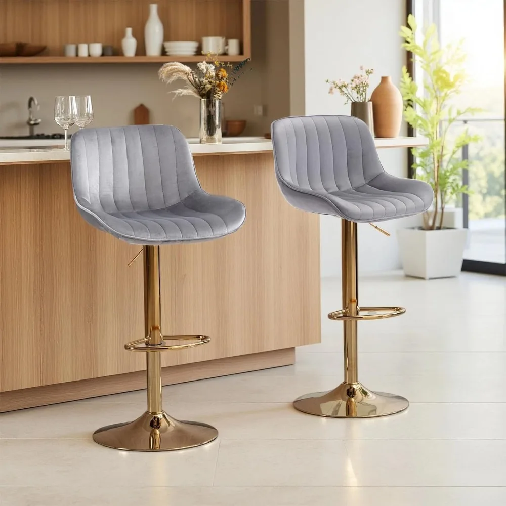 Commercial Kitchen Set - Modern Gold Velvet Bar Stools Set