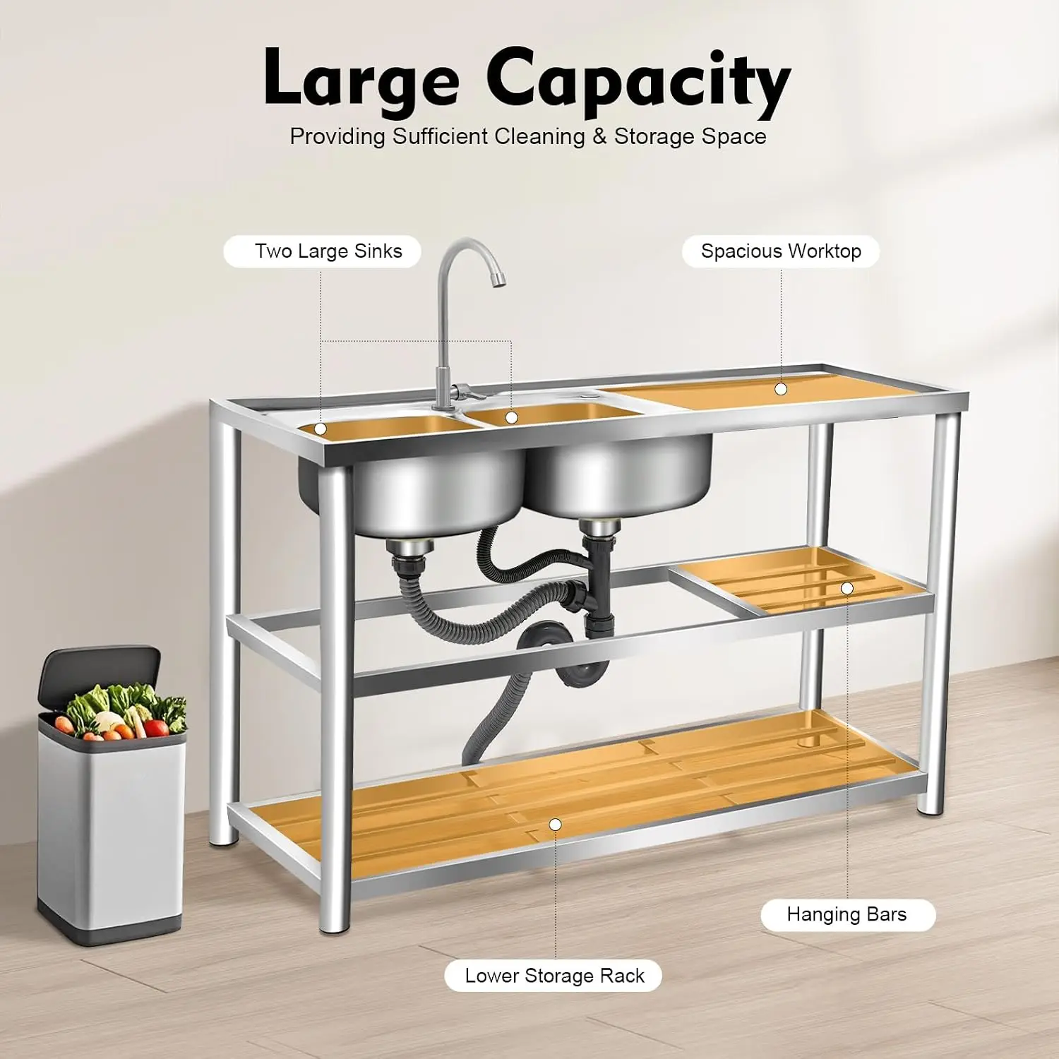 3 Tiers Freestanding Stainless - огляд і ціна Commercial Kitchen Set
