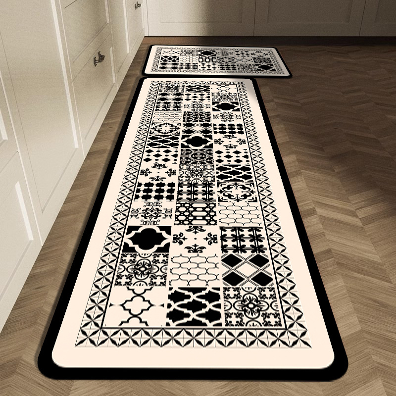 Black White Geometric Tile Kit - огляд і ціна Commercial Kitchen Tile Flooring
