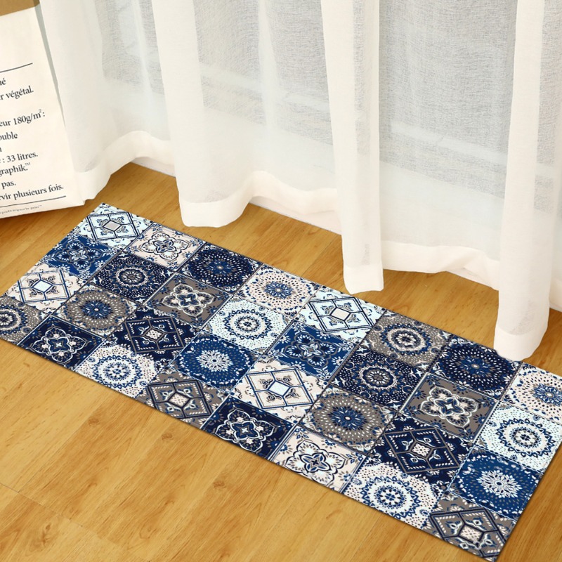 Long Rug Blue-Gray Retro Tile  - огляд і ціна Commercial Kitchen Tile Flooring